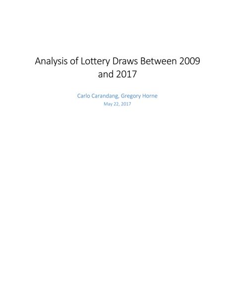(PDF) Analysis of Lottery Draws Between 2009 and .